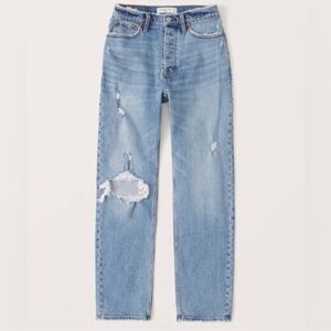 Abercrombie Dad High Rise Distressed Jeans in Medium Wash